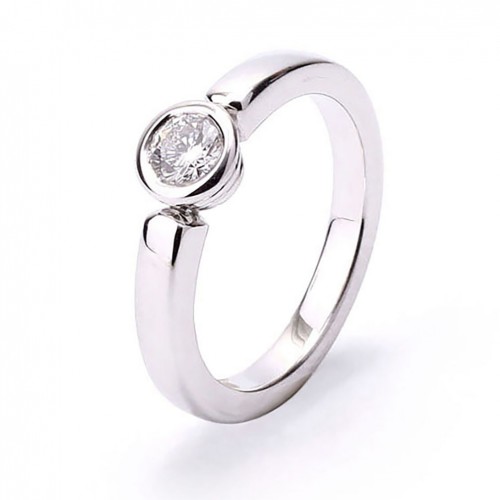 Anillo solitario de compromiso para mujer con diamante de 0.37 quilates
