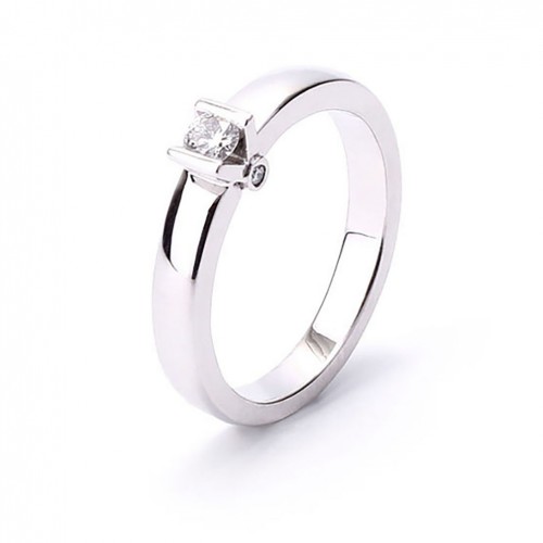 Anillo Solitario en forma de V para mujer con diamantes laterales