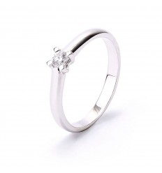 Engagement ring 4 staples white gold 18 carat and diamond 0.15 carats
