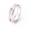 Solitaire ring 18 carat white gold with diamond and satin finish