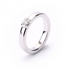 Engagement solitaire ring in white gold 1 brilliant cut diamond
