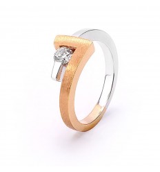 18K white gold and pink gold ring satin finish and polished