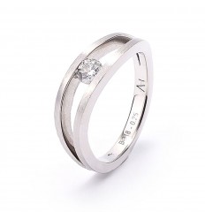 Satin ring 1 brilliant cut diamond 0.25 carat white gold
