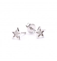 Star earrings in 18 carat white gold polished satin finish