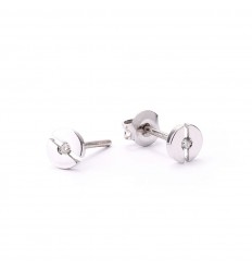 Round earrings with snap closure white gold 2 diamonds