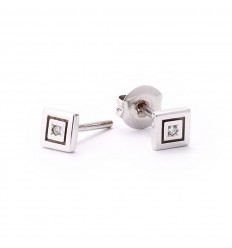 Earrings with diamonds and 18 carats gold square shape snap closure