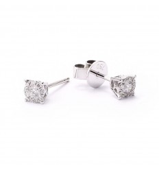 Earrings set in staple with diamonds 18 carat gold
