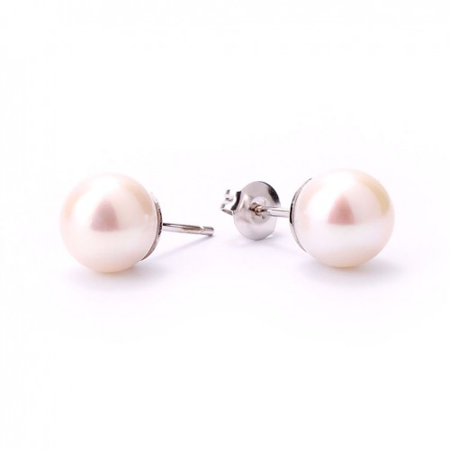 Arracades amb perla akoya de 9-9 1/2 en or blanc de 18 quirats
