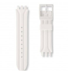 White silicone watch strap Swatch Mister Pure Original Chrono Plastic ASUIW402 18mm
