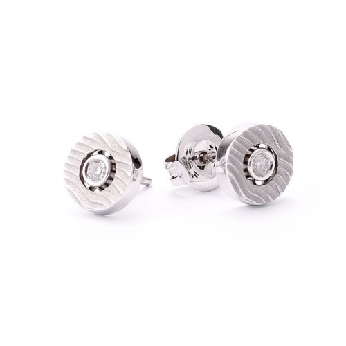 Round earrings 18 carat white gold with 2 diamonds