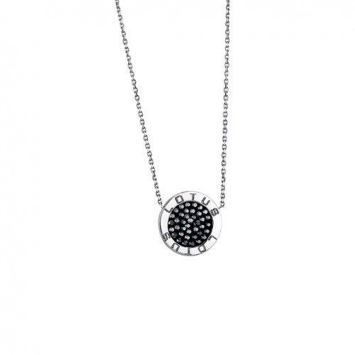 Collar Lotus Silver en plata con cristales negros LP1252-1/4