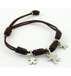 Bracelet silver knots Brown Inson children BR503IN04