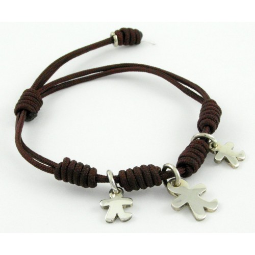 Bracelet silver knots Brown Inson children BR503IN04