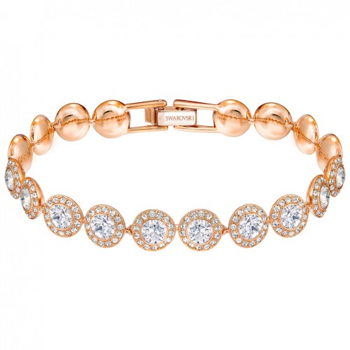 Brazalete Swarovski Angelic cristales blancos baño oro rosa 5240513