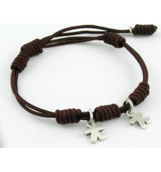 Bracelet silver knots Brown children Inson BR503IN03