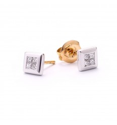 Earrings in 18 carat white gold 4 princess cut diamonds