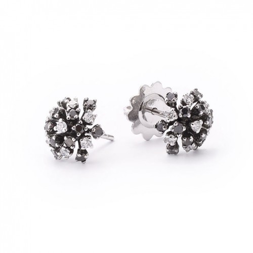 Arracades amb diamants blancs i negres talla brillant or 18 K