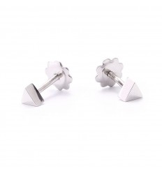 Newborn earrings in the shape of a triangle in 18 carat white gold