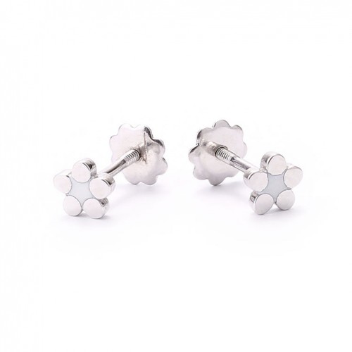 Pendientes recien nacido en forma de triangulo en oro blanco de 18 quilates