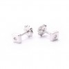Square baby earrings in white gold and two diamonds