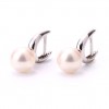 Earrings with pearl in creole and white gold polished 18 carat