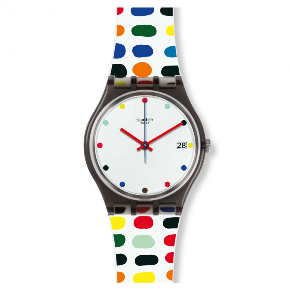 Reloj Swatch Gent MILKOLOR GM417 Esfera Blanca Correa Colores