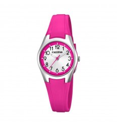 Calypso girl watch in pink rubber K5750/2 Silver dial
