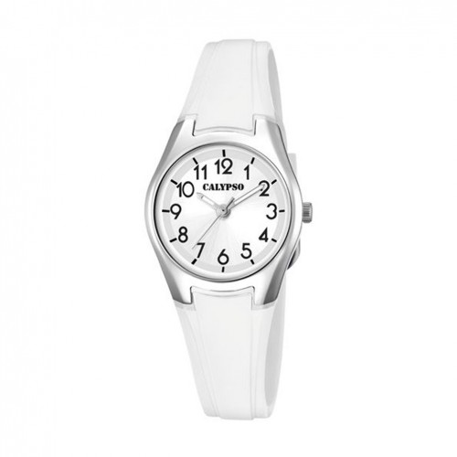 Calypso girl watch in white rubber K5750/1 Silver dial
