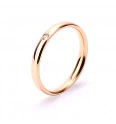 Alianza de boda con 1 diamante talla brillante en oro rosa de 18 quilates