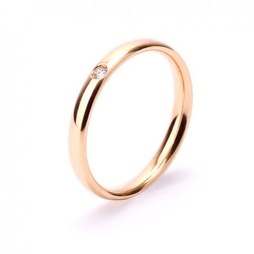 Alianza de boda con 1 diamante talla brillante en oro rosa de 18 quilates