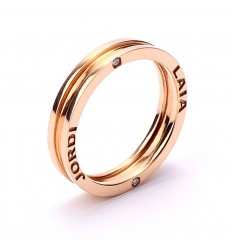 Aliança de casament personalitzada amb el seu nom amb diamants i or rosa de 18 quirats