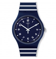 Reloj Swatch New Gent SUON130 STRIURE azul marino y blanco