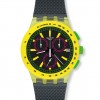 Plastic Chrono Swatch YEL-LOL SUSJ402 Black dial Yellow bezel 42 mm