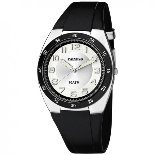 Reloj Calypso Streetstyle K5753/5 Esfera plateada correa negra caucho