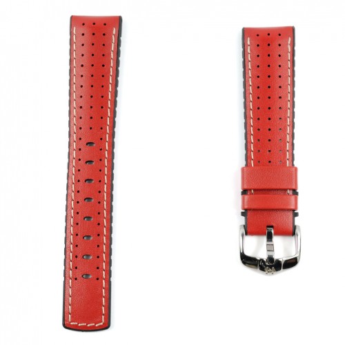 Hirsch Tiger leather strap in perforated calfskin rubber core