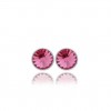 Round silver earrings Victoria Cruz pink crystals A2791-4T