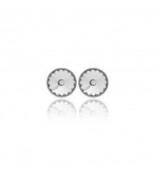 Pendientes redondos plata Victoria Cruz cristales transparentes A2791-7T