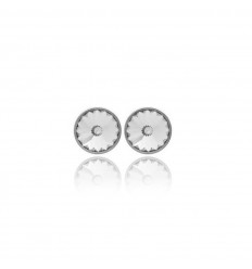 Round silver earrings Victoria Cruz clear crystals A2791-7T