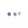 Silver earrings Victoria Cruz with tanzanite color crystals A3234-12T