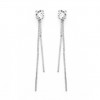 Long silver Victoria Cruz earrings double stick A3282-7T