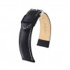 Hirsch Trooper strap in black leather with white stitching 03002050
