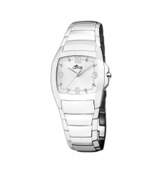 Lotus Shiny para mujer 15614/8 en acero inoxidable pulido y esfera blanca