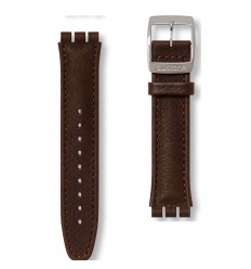 Dark brown leather strap for Swatch watches Irony Chrono AYCS400 19mm