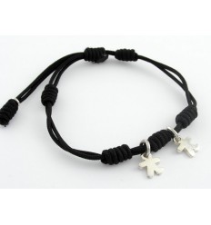 Pulsera Plata Nudos negra Inson niños BR502IN03