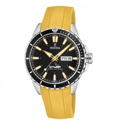 Festina Watch Men F20378/4 The Original Black dial yellow silicone strap