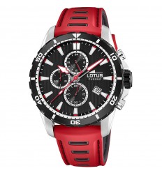 Lotus Chrono Color watch 18600/4 Black dial 44mm Red leather strap