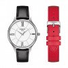 Tissot Bella Ora Round watch T1032101601800 red leather strap 37.2mm