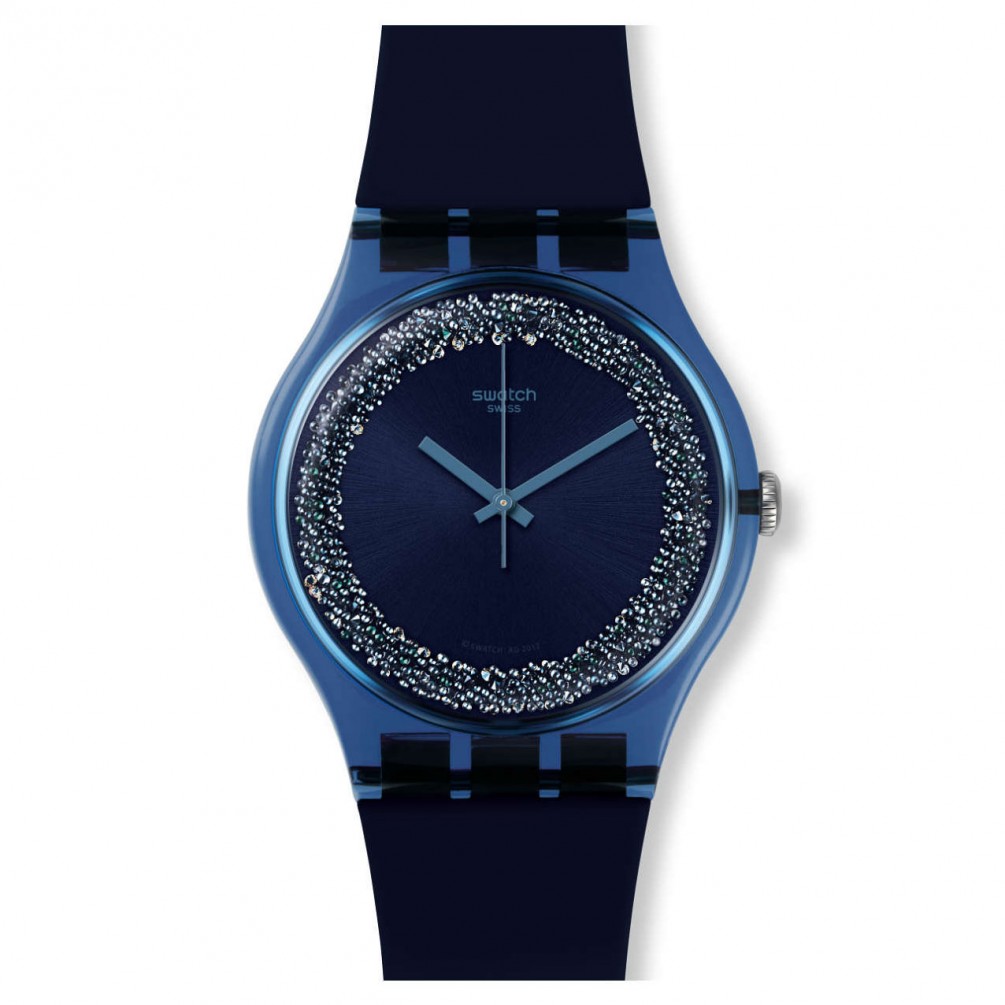 Franco No hagas Elegancia Reloj Swatch New Gent SUON134 BLUSPARKLES azul 41 mm pulsera silicona