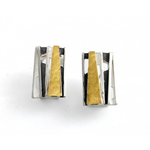 Gold and Silver earrings J 1628