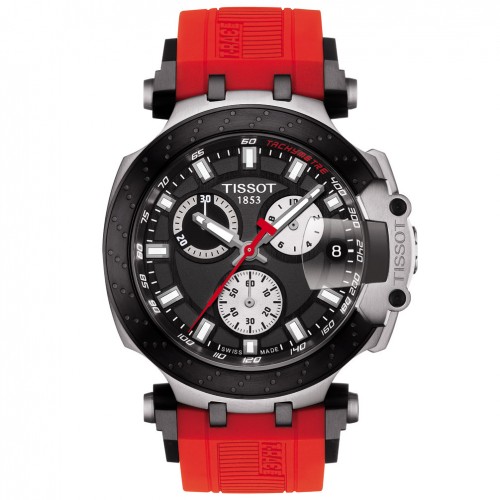 Tissot T-Race Chrono T1154172705100 black dial red silicone strap